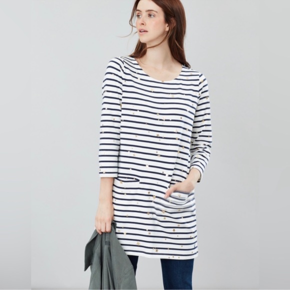 Joules Quinn Tunic Rose Gold Star Stripe Size 4 - Picture 1 of 7
